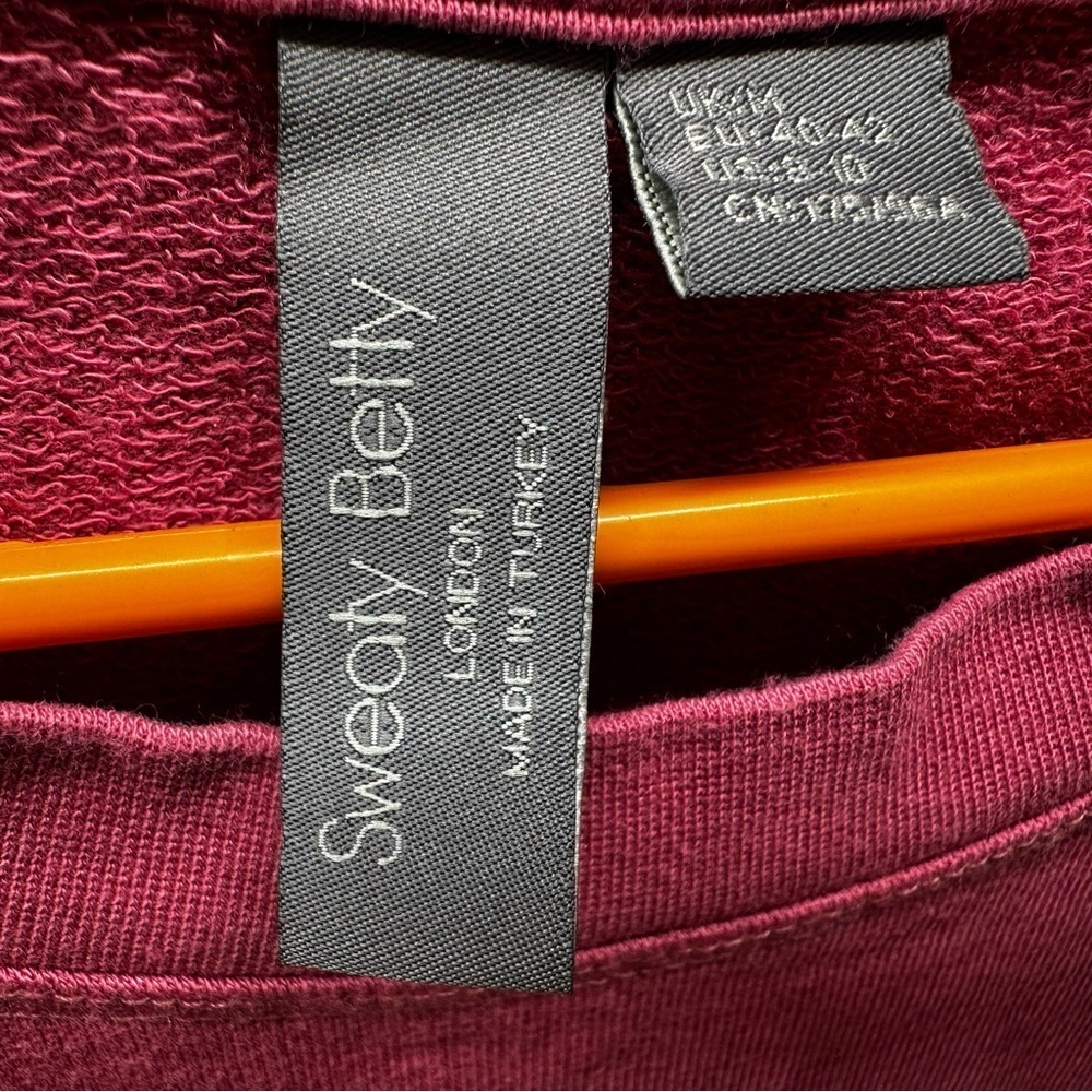 Sweaty Betty After Class Pink Crop Sweatshirt Thumbholes Unique Stiching US 8-10 - Picture 3 of 11
